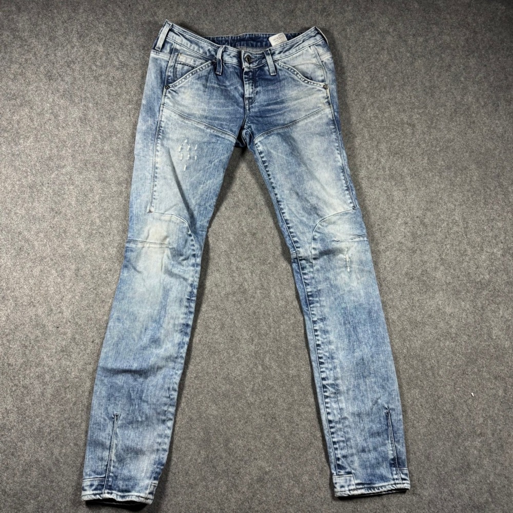 G-Star Raw 5620 Slim Tapered Jeans Mens 29x30 Light Wash Blue Moto Italy Made